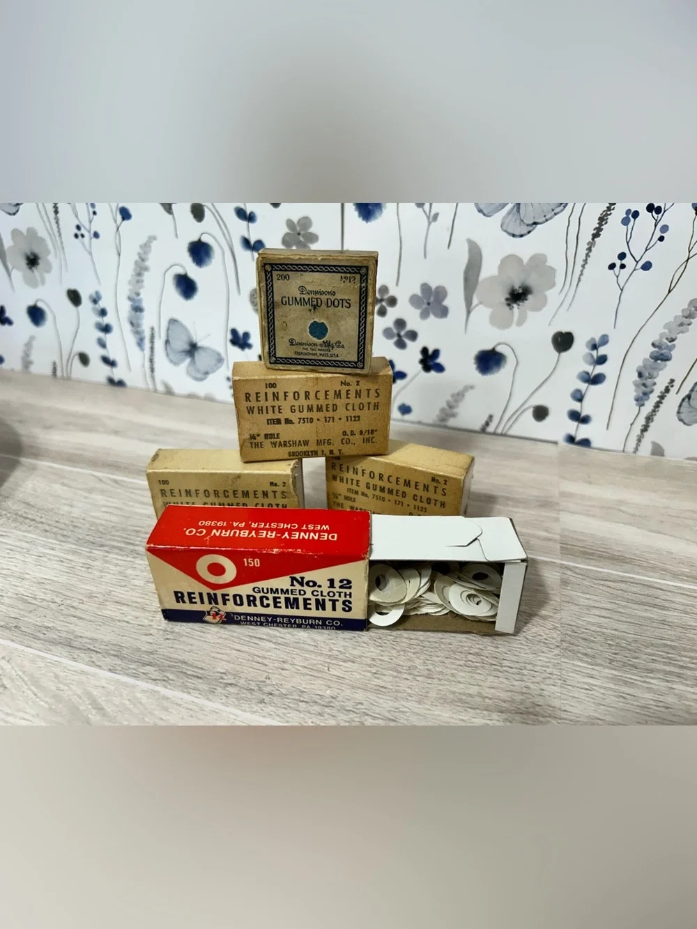 Vintage Gummed Reinforcement Boxes Office Ephemera Lot